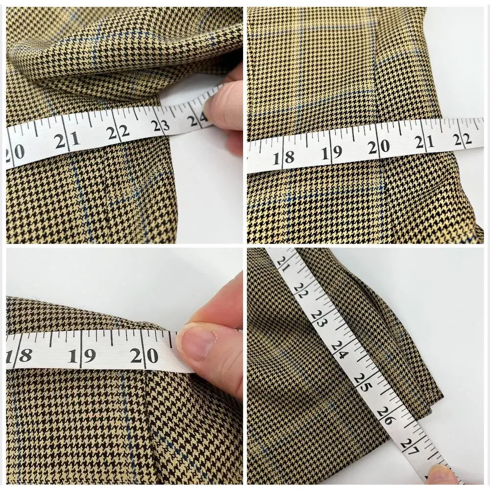 Di Milano Uomo Blazer Mens 44 L Brown Tan Glen Plaid Silk Wool Blend Two Button